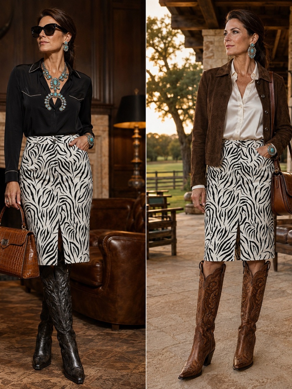 ATM Anthony Thomas Melillo Zebra Midi Pencil Skirt Size 10 Stretch Cot